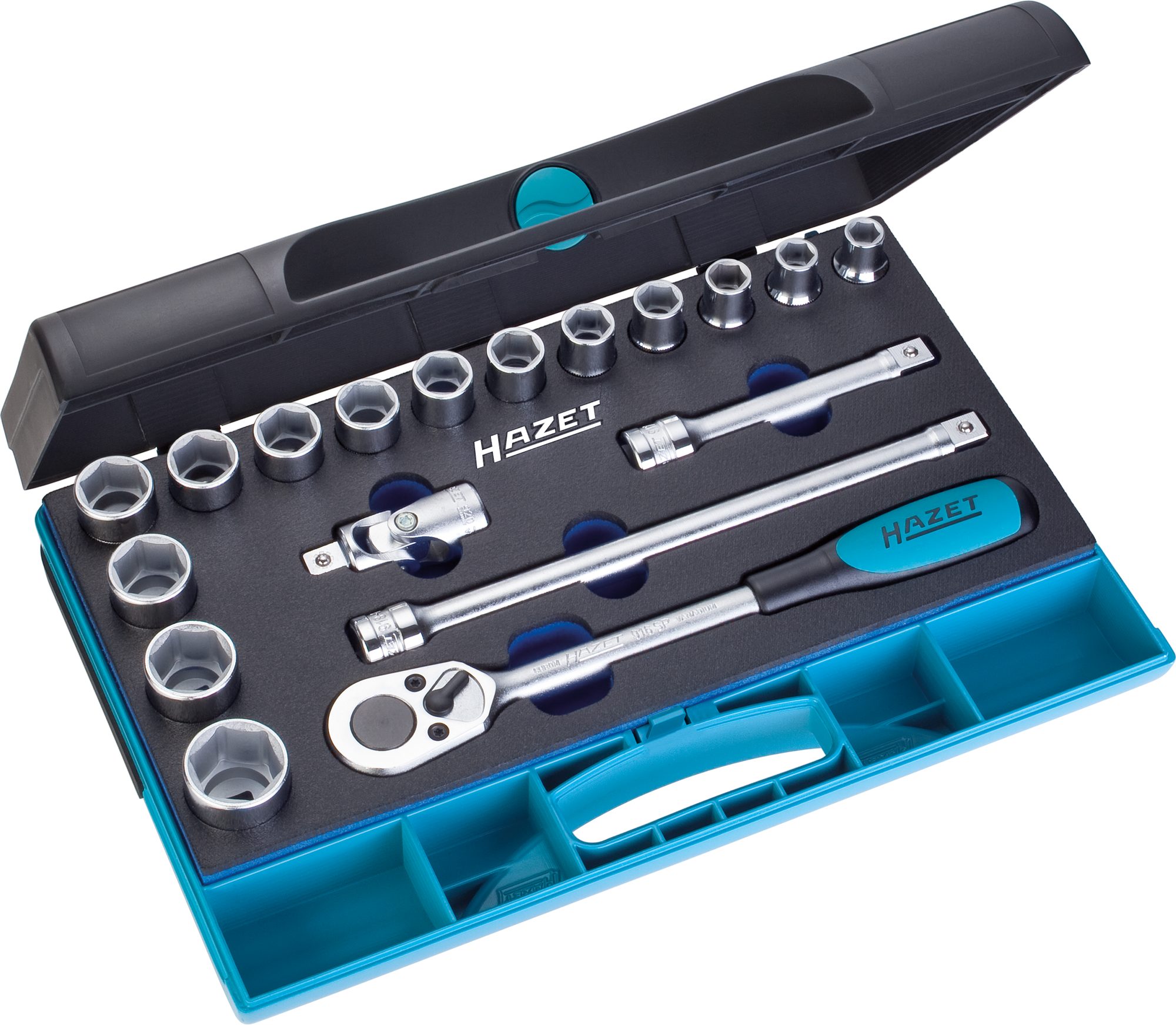 HAZET Socket set 932/18 Square, hollow 12.5 mm (1/2 inch) Outside