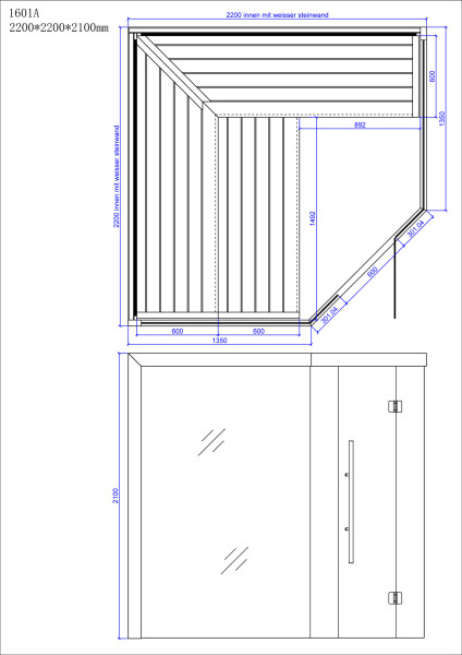 AWT Sauna E1601A Hemlock 220x220 9kW Cilindro