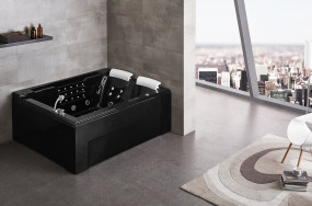 Whirlpool Schwarz Wellgems WG-U2607OHS neueste Technik 191x159x77 cm-