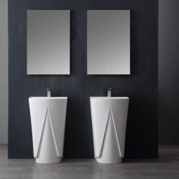 Standwaschbecken Waschbecken freistehend StoneArt LZ501 Weisss 51x43cm matt und glaenzend