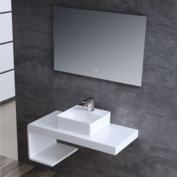 Waschbecken StoneArt LC147 (Mineralguss) Weisss 40x40cm matt und glaenzend