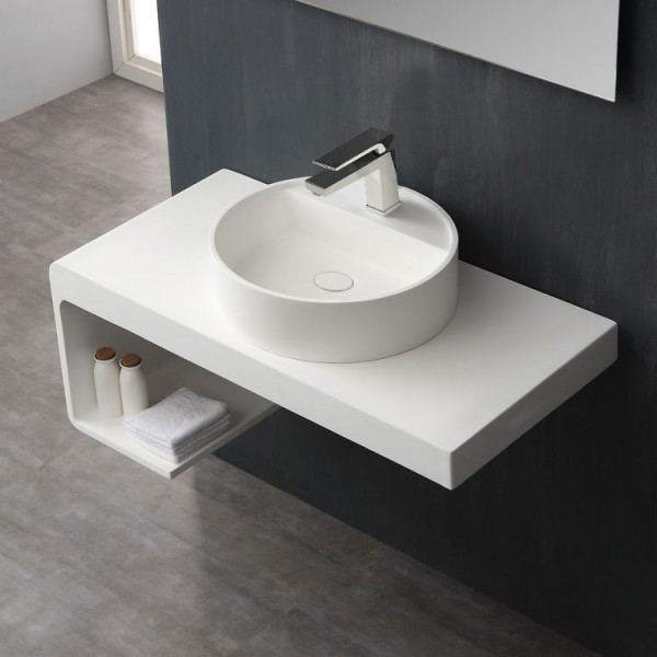 Waschbecken StoneArt LC148 (Mineralguss) Weiss 45x45cm matt und gl