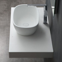 Waschbecken StoneArt LC149 (Mineralguss) Weisss 56x35cm matt und glaenzend