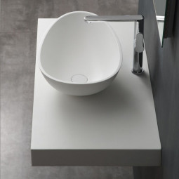 Waschbecken StoneArt LC150 (Mineralguss) Weisss 60x35cm matt und glaenzend