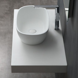Waschbecken StoneArt LC151 (Mineralguss) Weisss 57x33cm matt und glaenzend