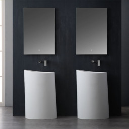 Standwaschbecken Waschbecken freistehend StoneArt LZ503 Weisss 60x37cm matt und glaenzend