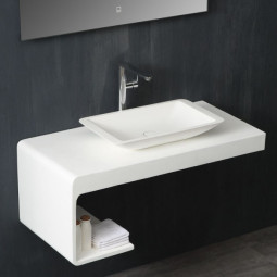 Badm?bel StoneArt LQ610-18 links Weisss 100x40cm matt und glaenzend
